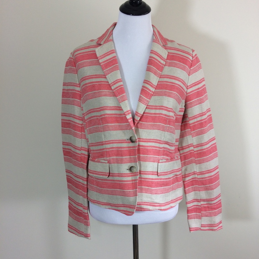 Ann Taylor LOFT Womens Sz 8 Pink Beige Blazer